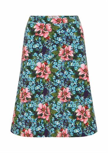 Mørkeblå nederdel med retro blomster print fra MARGOT